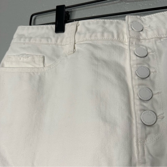 Paige Aideen Mini Skirt Distressed Crisp White High Waisted - Picture 6 of 12